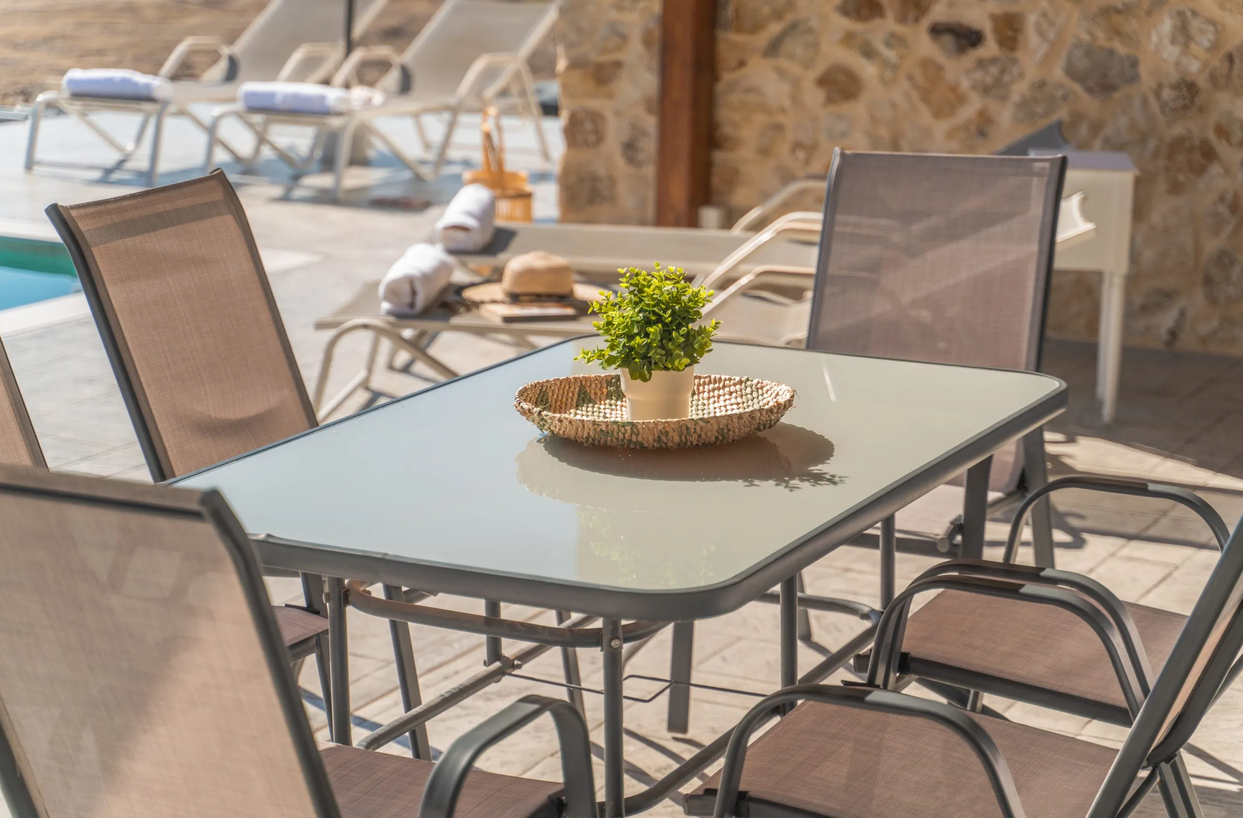 Outdoor dining table on the terrace