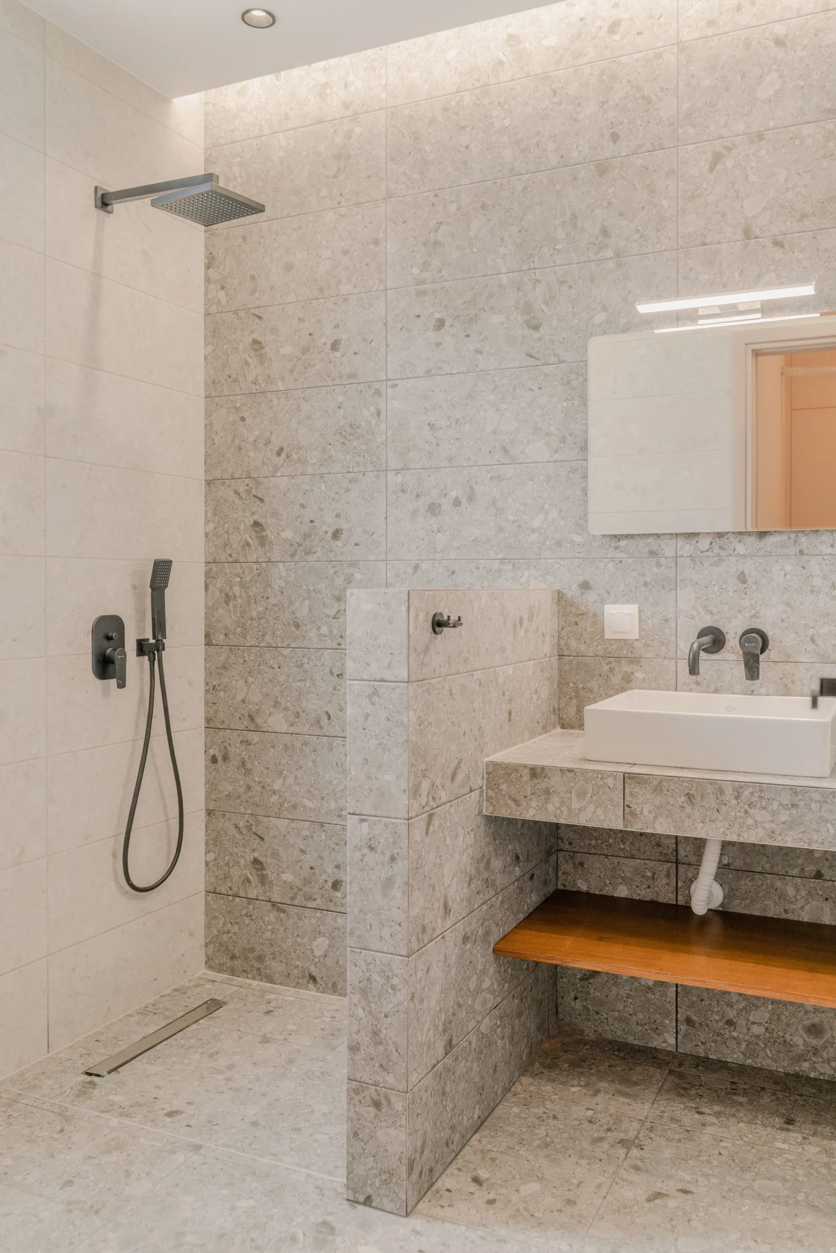 Terrazzo bathroom with shower